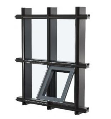 Double Tempered Aluminium Glass Curtain Wall Anodizing Black Frame