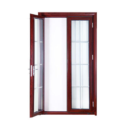 Single Leaf 6063 Aluminum Swing Doors Wood Surface Waterproof 8mm Hollow Glass